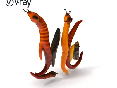 Alien Serpent Creature Model Pack Low-poly 3D model