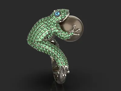 Frog with pearl Ring 3D print model