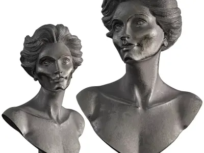 Old ancient Metal Woman Sculpture Low-poly 3D model