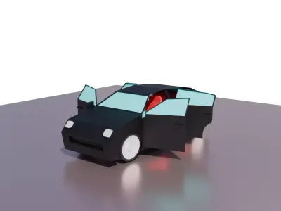 Low-Poly Cartoon car - cartoon style Low-poly 3D model