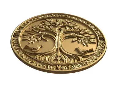 decor set wall panel tree relief CNC 11 3D print model