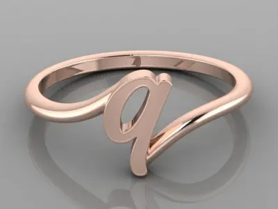 Alphabet Ring Q 3D print model