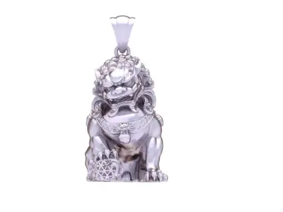 Sphinx chinese lion pendant in sterling silver 3D print model