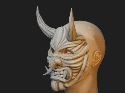 Hannya Samurai Oni Mask 6 3D print model