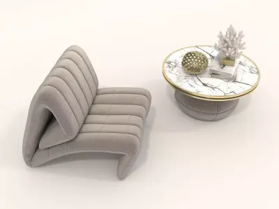 Modern Coffee Table and Armchair Set 60 3D model