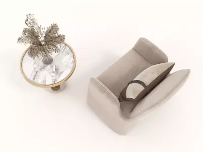 Modern Coffee Table and Armchair Set 45 3D model