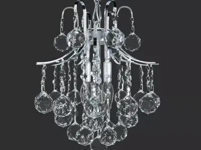 French-Empire-Crystal-Chandelier-Silver-3-Lights chrome chand... 3D model