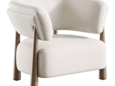 Dolores Stone Cream Fabric Occasional Chair 3D model