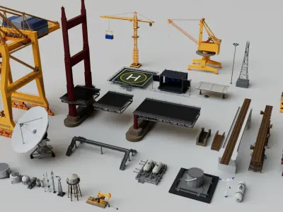 500 Realistic Exterior City Street Props Pack Collection Low-poly 3D model