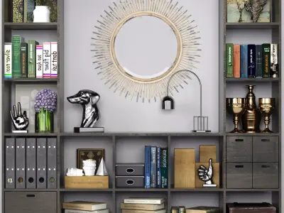 Set-185 sunburst mirror on wall 3D model