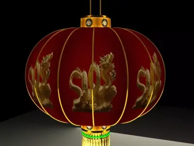 Chinese red lantern 3D model 48