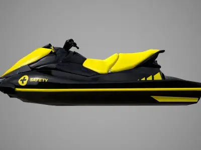 Yellow Jetski Low-poly 3D model