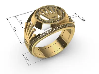 8 Men Ring Anillos Reloj de Hombre  corona  3D print model