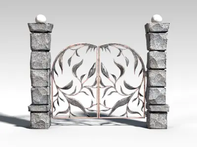 Decorative Metal Gates PBR Low-poly 3D model
