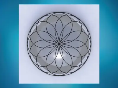 Dome spiral with glass and wire frame structure Low-poly 3D model