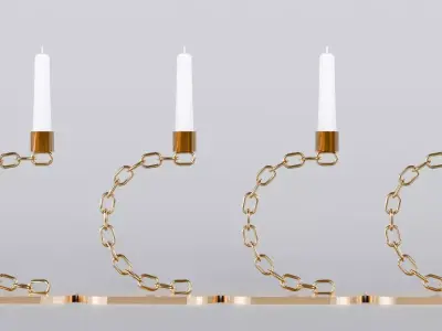 Alphabet C Chain Bronze Candleholder 3D Model True 4K PBR Render Low-poly 3D model