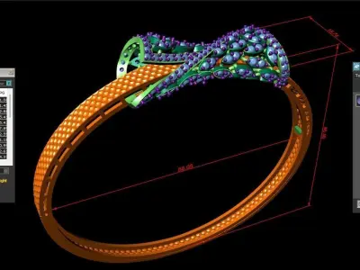 Rose Gold Diamond Woman Bracelet 3D Print Model 3D print model 2