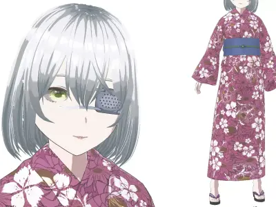 Eyepatch Girl 4 Outfit Bundle 3D Model Collection