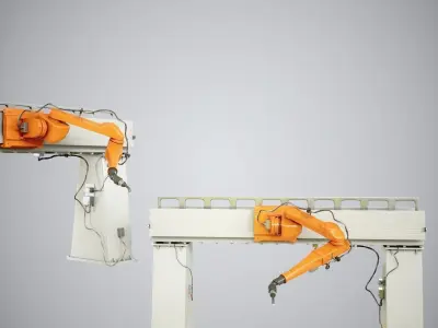 Industrial Robot Car Painting 3D model