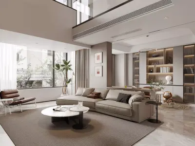 Modern living room dining room interior scenes 336 3D model