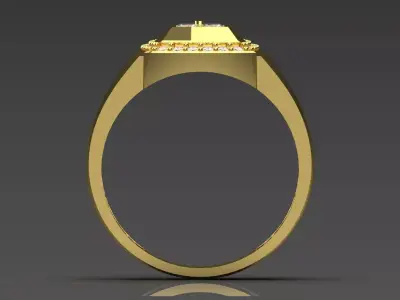 Two Tone Round Diamond and Prince Diamond Mens Gold Ring mr0276 3D print model
