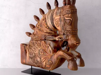 Carved Marwari Jumping Horse 3D model