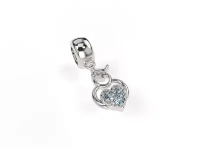 Boy Heart Charm with Gems 3D print model