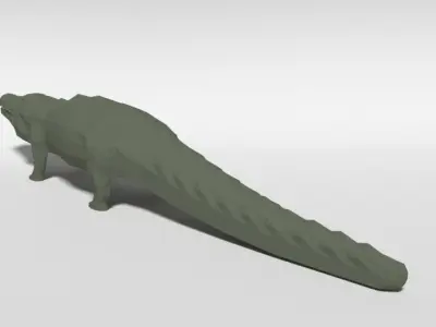 Low Poly Cartoon Crocodile Low-poly 3D model