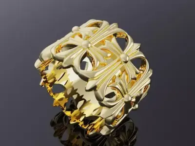 Chrome heart CEMETERY ring design 3D print model