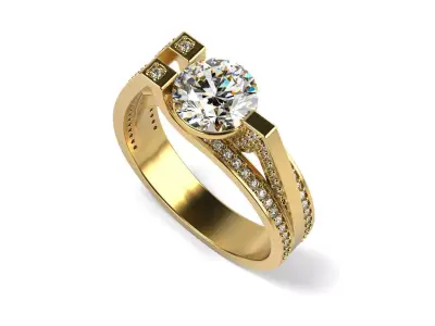 Pave Many Raws Engagement Ring 3D print model