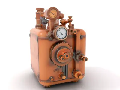 Steampunk Industrial Boiler Model Pack Low-poly 3D model