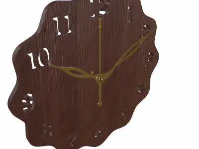3D Wall Clock  Ornate Wooden Design with Elegant Hands 3D model