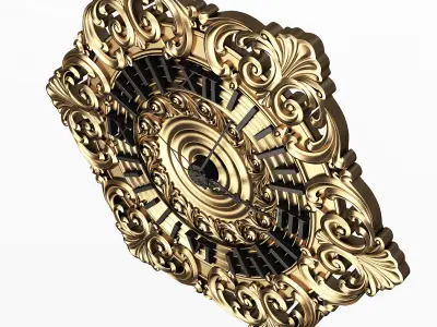 Classic Wall Clock 07 Gold Low-poly 3D model