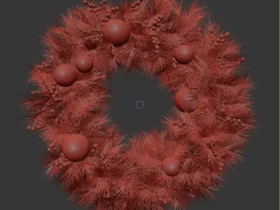 3D model of white christmas wreath 3D model