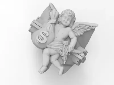 anillo angel pistola  3D print model