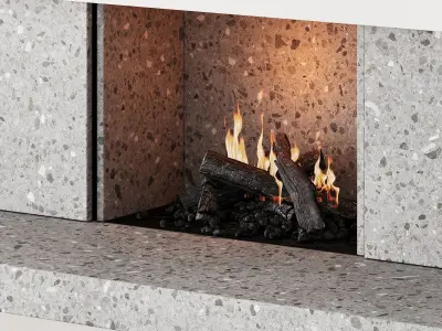 158 fireplace decorative wall kit 04 minimal terrazzo chimney 00 3D model