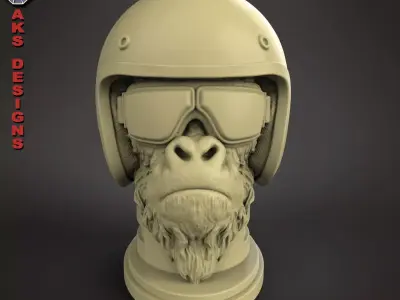 Biker Gorilla 2 Penstand cum flowerpot 3D print model
