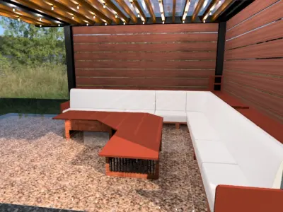 Pergola 2 - modern wood and metal  3D model