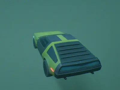 Retro Futuristic Car Low-poly 3D model