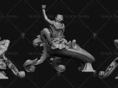 Bacchus Fire dogs for fire surround 3D print model 3D print model