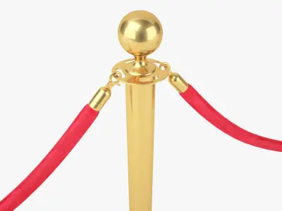 Red Velvet Rope Stanchion Set 3D model