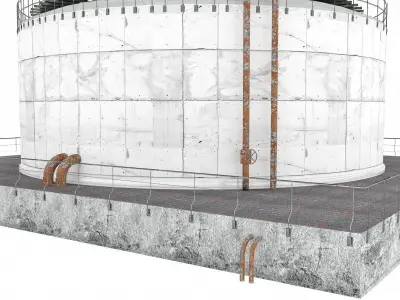 Huge Oil Tank Low-poly 3D model