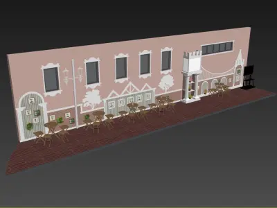 Kindergarten outdoor corridor European decoration British style 3D model