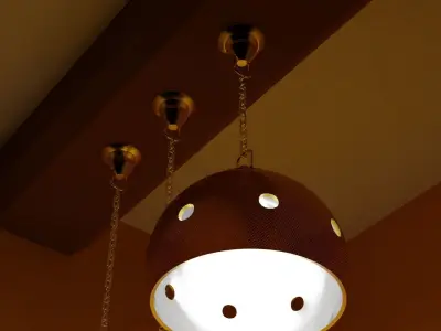 Lamps three pendant lights hanging from ceiling with walls Free 3D model