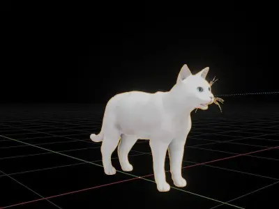 White House Cat Low-poly 3D model