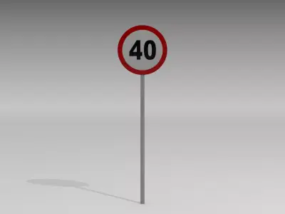 40 Speed limit sign 3D model