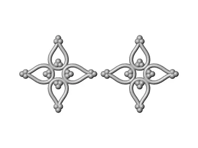 4 motif flower rosette bead crown onlay relief 3D print model