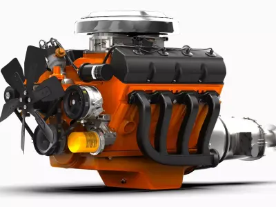 Dodge 426 Hemi V8 Engine Low-poly 3D model