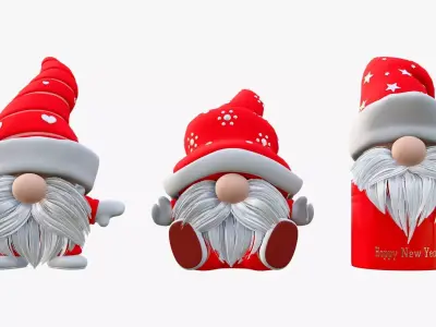 Christmas Gnome Decoration Set M1 3D model