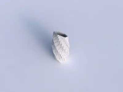 Vase twisted bent hexagon with wavy grid piramides 3D print model